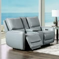 thumbnail image 1 of Furniture of America Larchvale Transitional Adult Leather Indoor Power Reclining Loveseat with USB Port, Pale Blue, 1 of 8