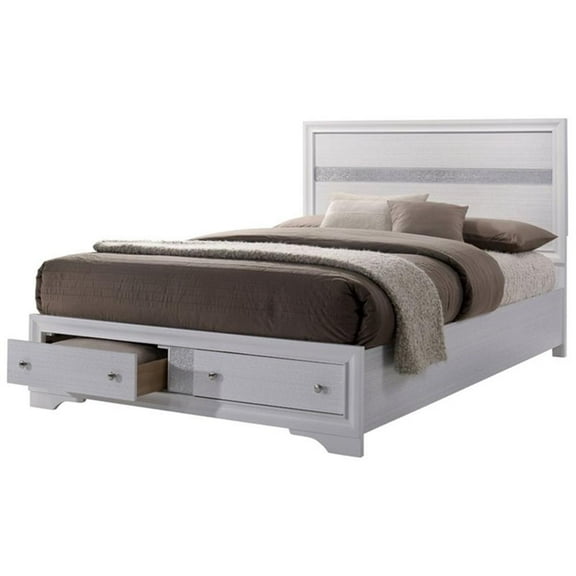 Furniture of America Laren Contemporary Solid Wood King Storage Bed in White