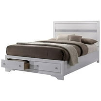 Furniture of America Laren Contemporary Solid Wood King Storage Bed in White