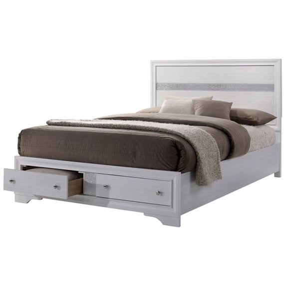 Furniture of America Laren Contemporary Solid Wood King Storage Bed in White