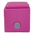 thumbnail image 1 of Furniture of America Larson Faux Leather Square Speaker Ottoman in Pink, 1 of 9