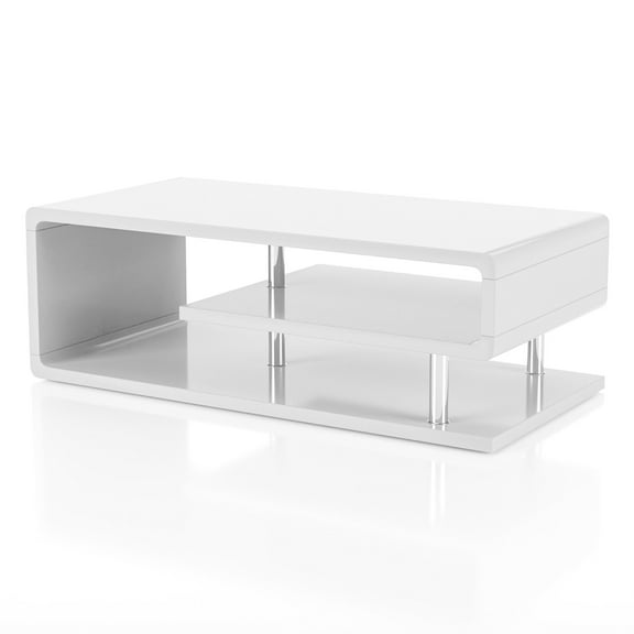 Furniture of America Lazer Geometric Wood Coffee Table in Glossy White