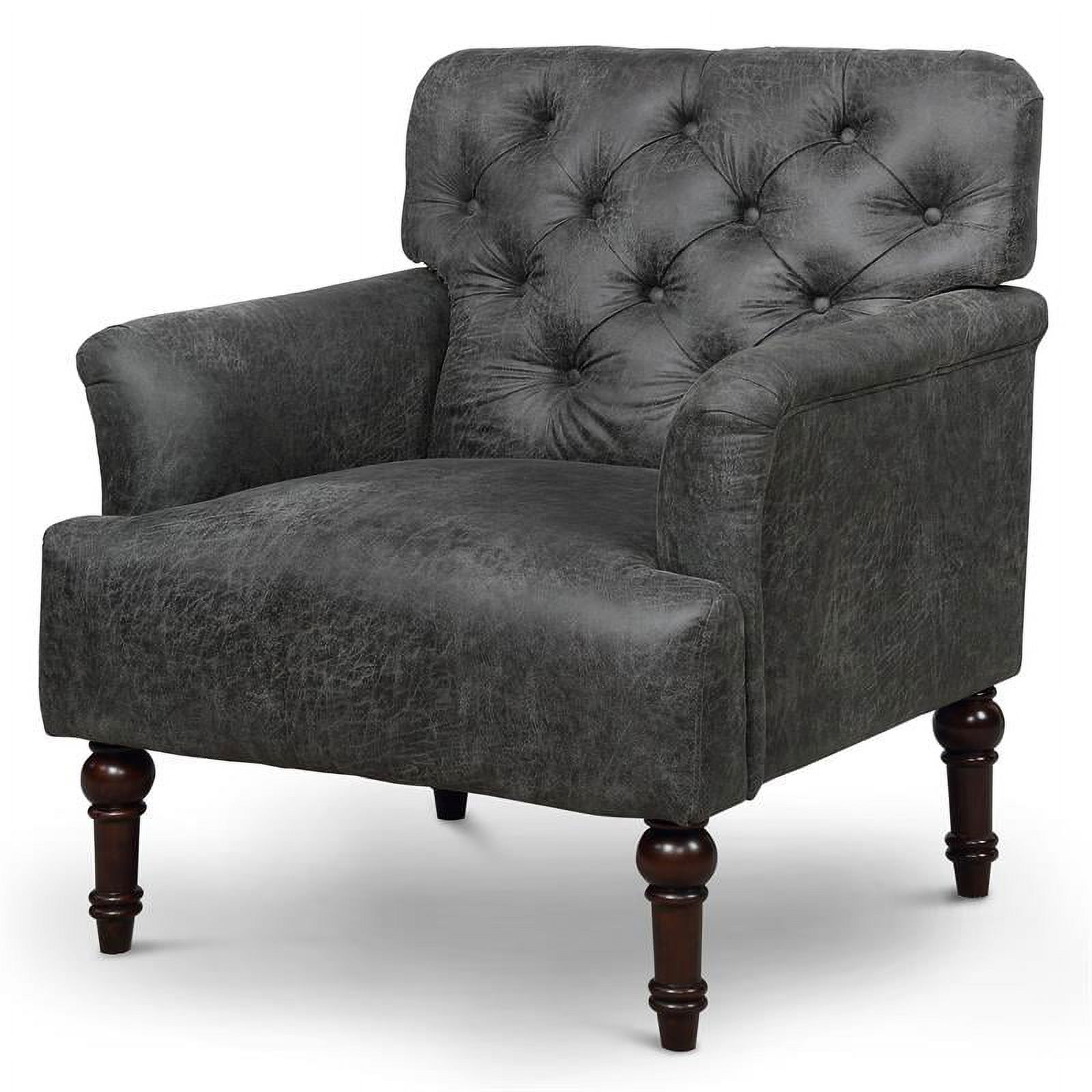 Furniture of America Leith Faux Leather Tufted Accent Chair in Gray