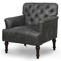 Furniture of America Leith Faux Leather Tufted Accent Chair in Gray