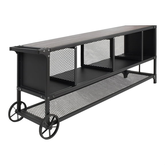 Furniture of America Lelah Industrial Metal Multi-Functional TV Stand in Gray