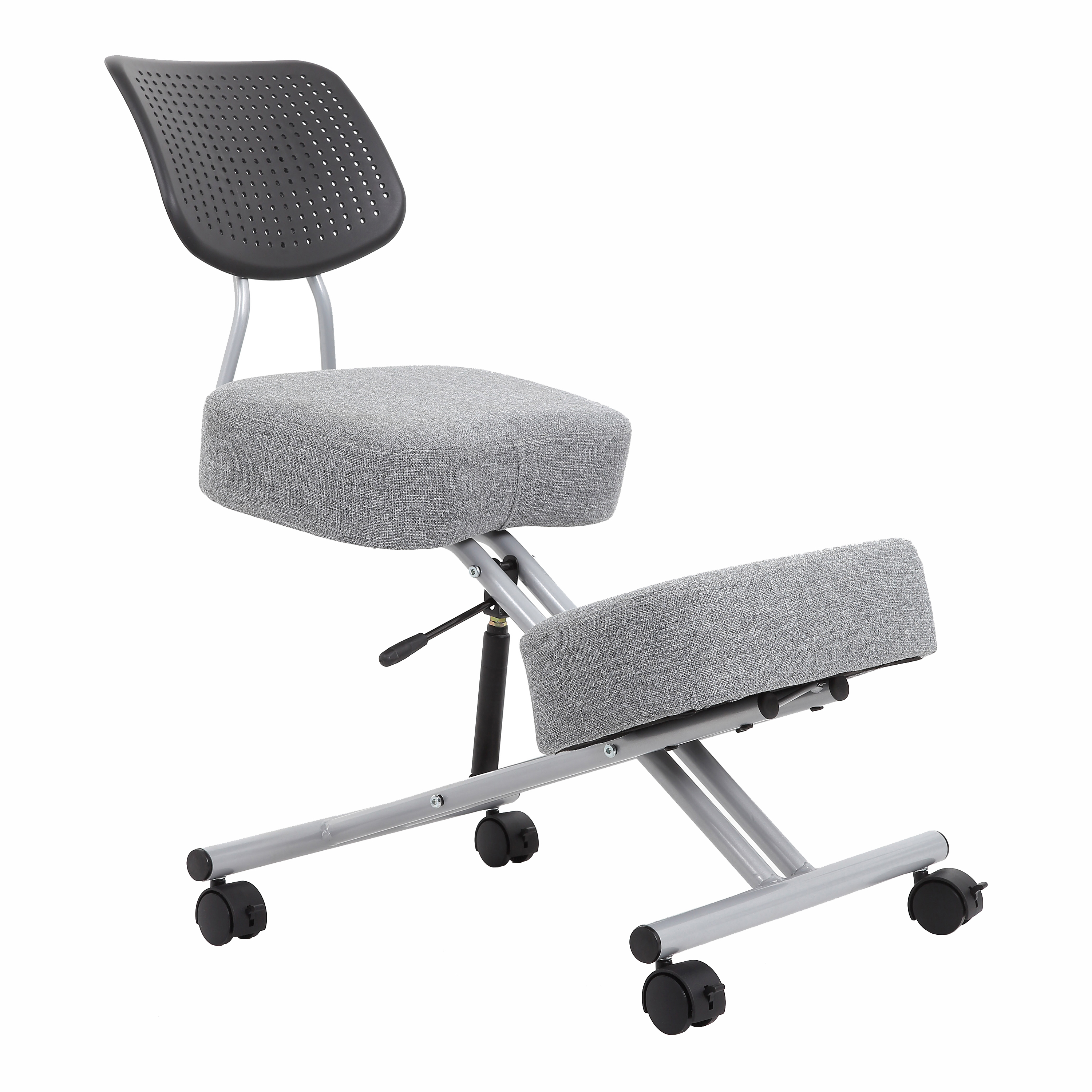 Furniture of America Lemerra Kneeling Desk Chair with Wheels, Light Gray Fabric