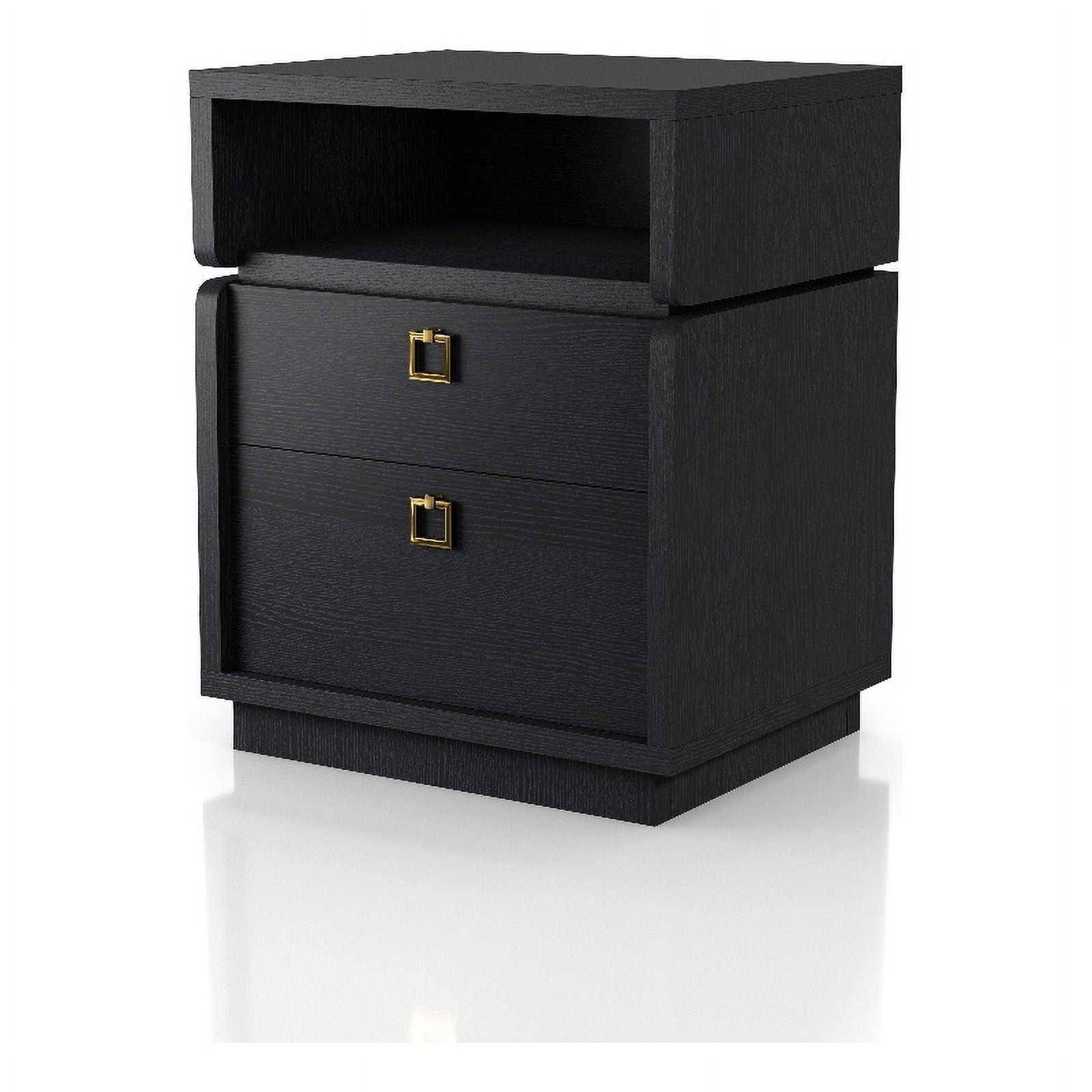 Furniture of America Lenton 2Drawer Modern Wood Nightstand in Black