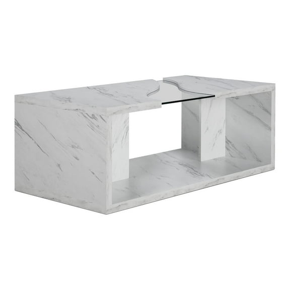 Furniture of America Lenu Contemporary Wood Storage Coffee Table in White