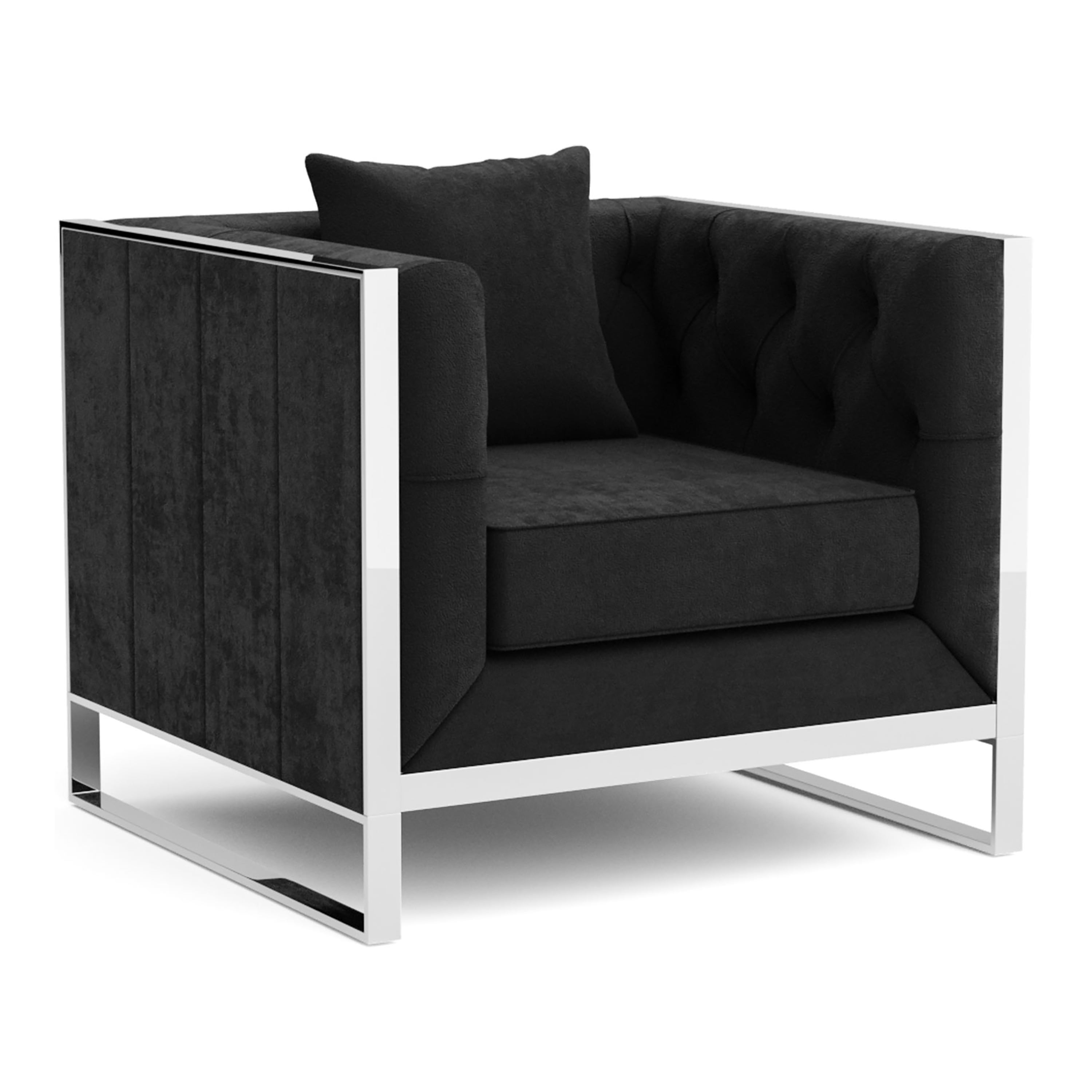 Furniture of America Leo Fabric Tufted Back Chair with Pillow, Black