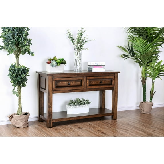Furniture of America Levelle Traditional 2-Drawer Console Table, Walnut