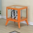 thumbnail image 1 of Furniture of America Liam Contemporary Glass Side Table, Orange, 1 of 4