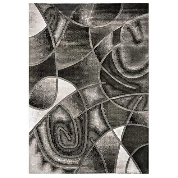 Furniture of America Libby Fabric 5'x7'2" Area Rug in Gray and Black