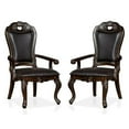 thumbnail image 1 of Furniture of America Lido Solid Wood Padded Arm Chair in Walnut (Set of 2), 1 of 5