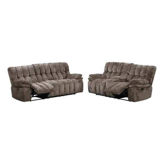 Furniture of America Bello Fabric 2-Piece Manual Reclining Sofa Set in Brown
