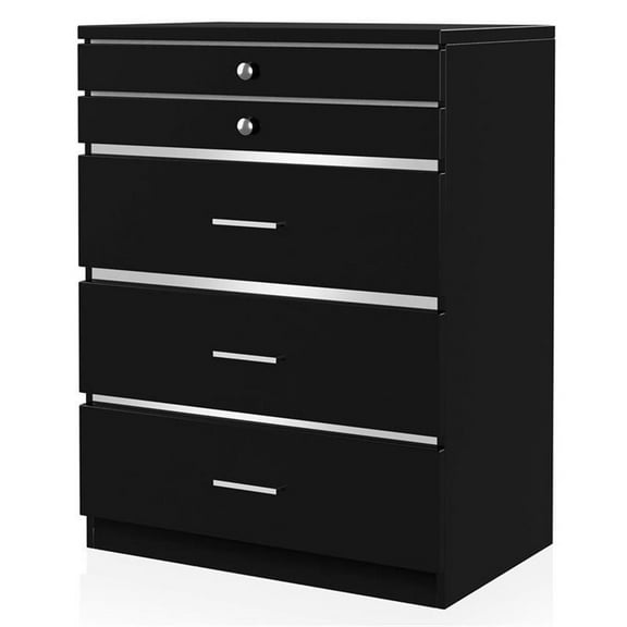 Furniture of America Lita Contemporary Wood 5-Drawer Vanity Chest in Black