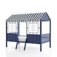 thumbnail image 1 of Furniture of America Little House Kids Metal Loft Bed with Guardrails, Blue and White, Twin, 1 of 10
