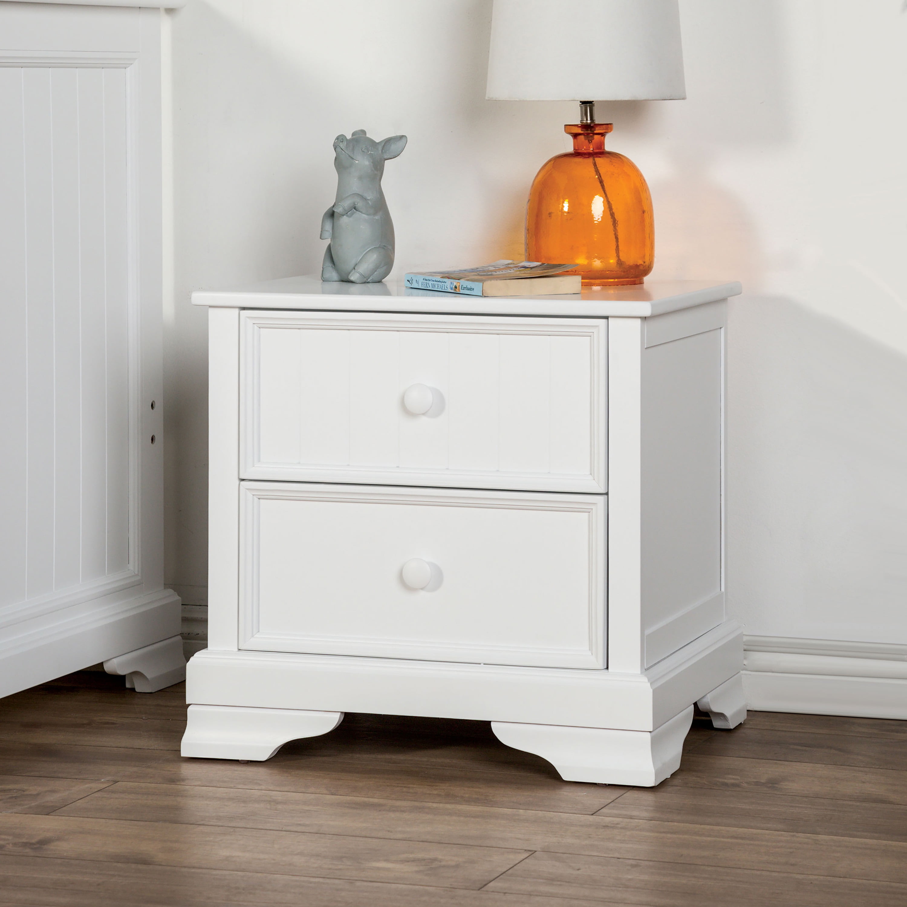 Furniture of America Livia Kids Transitional 2-Drawer Nightstand, White