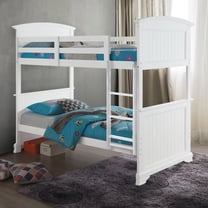 Furniture of America Livia Kids Solid Wood Twin-over-Twin Detachable Bunk Bed, White