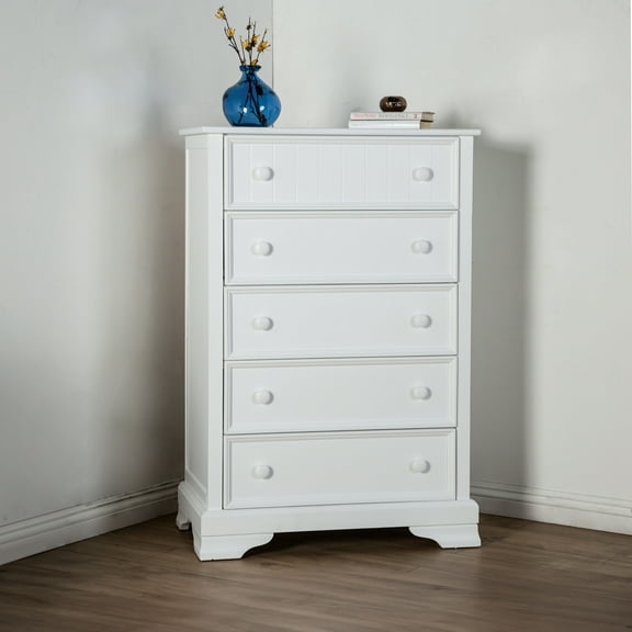 Furniture of America Livia Kids Transitional 5-Drawer Vertical Dresser, White