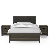 Furniture of America Livorn 3-Piece Gray Wood Bedroom Set - Full   2 Nightstands