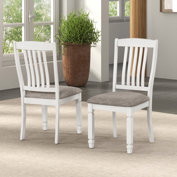 Furniture of America Lloya Solid Wood Indoor Side Chairs, Rustic White (Set of 2)