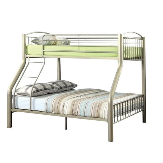Furniture of America Lohani Metal Twin over Full Bunk Bed in Metallic Gold