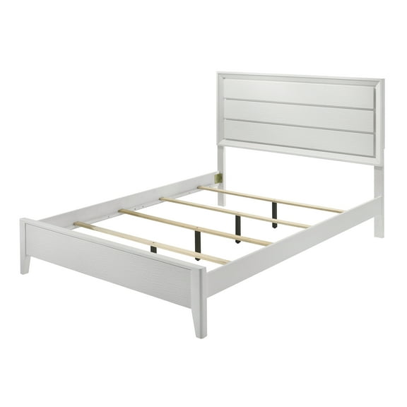 Furniture of America Lou Solid Wood Panel Bed, White, Queen