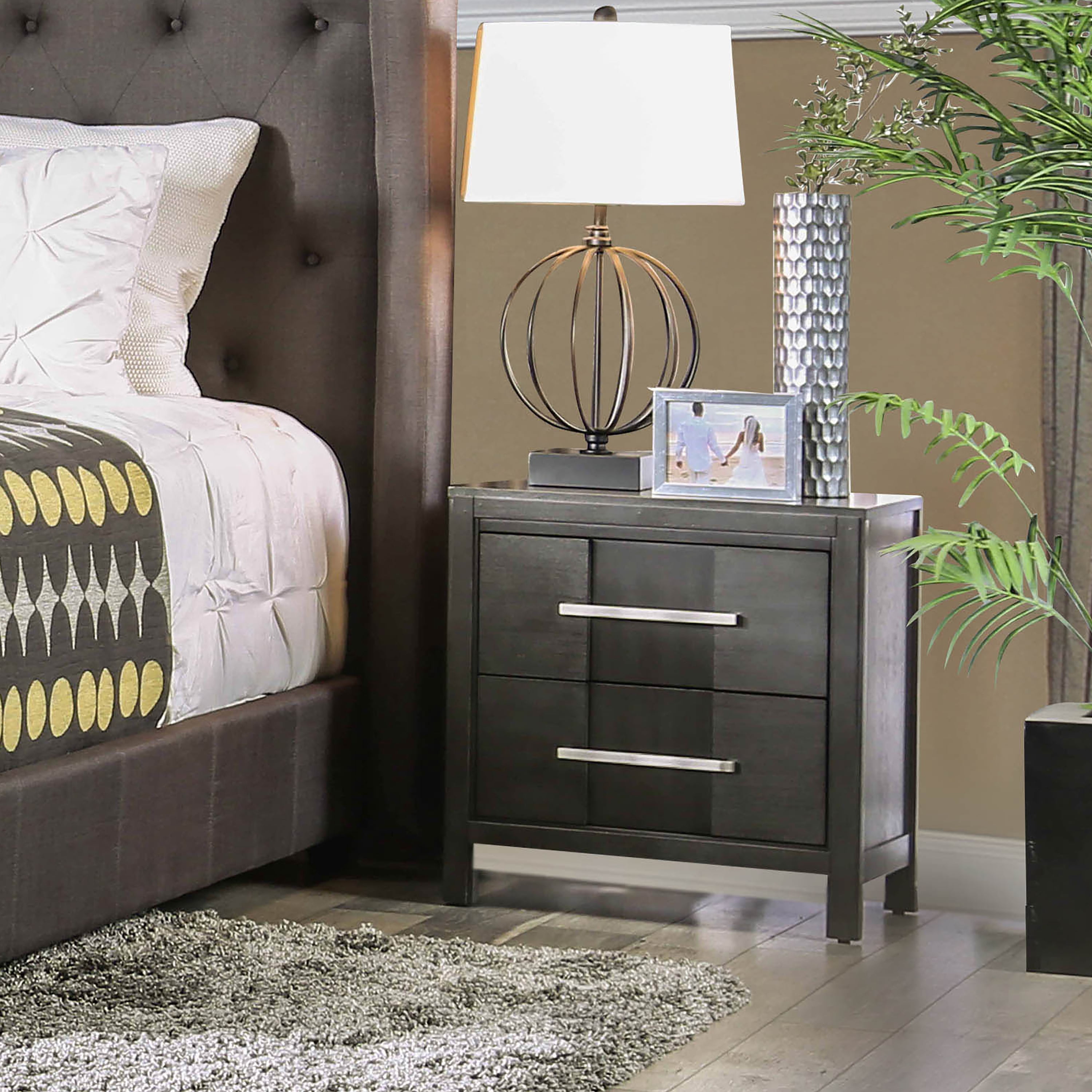 Furniture of America Lowell 2-Drawer Wood Gray Nightstand