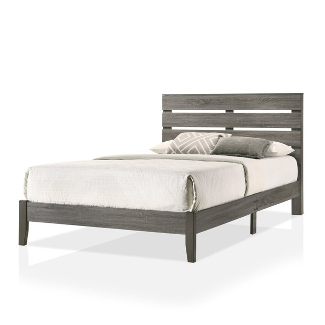 Furniture of America Lucia Rustic Grey Wood Platform Bed Queen