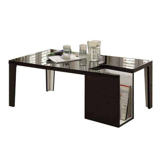 Furniture of America Lucio Contemporary Wood Coffee Table with Storage in Black