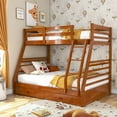 thumbnail image 1 of Furniture of America Luke Wood Oak Twin/Full Kids Bunk Bed with Drawers, 1 of 7