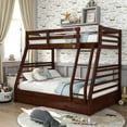 thumbnail image 1 of Furniture of America Luke Wood Bunk Bed with Drawers, Twin/Full, Walnut, 1 of 9