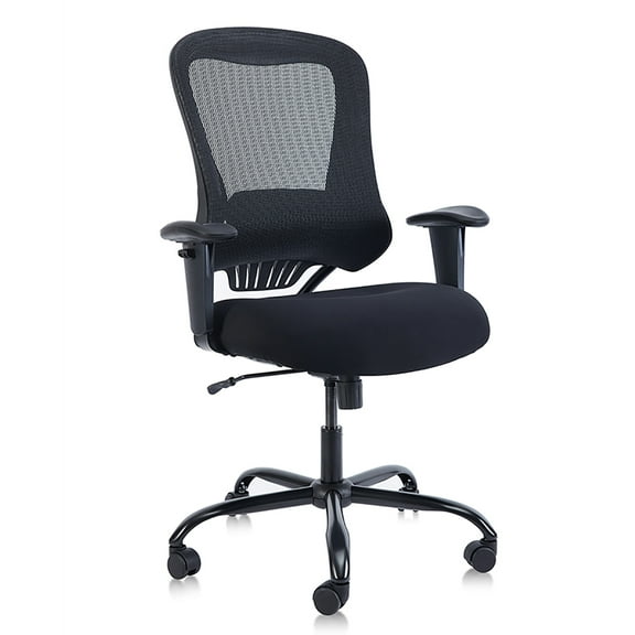 Furniture of America Lulo 24 in Executive Chair with Adjustable Back & Lumbar Support, 350 lb. Capacity, Black