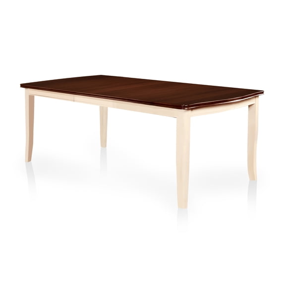 Furniture of America Lutz Extendable Dining Table, Vintage White and Cherry