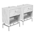 thumbnail image 1 of Furniture of America Lyn Wood End Table with USB Port in White (Set of 2), 1 of 8