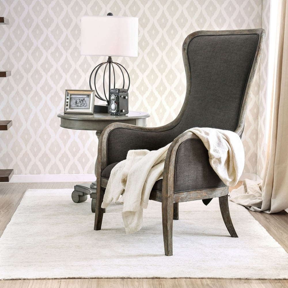 Furniture of america lysa rustic grey wingback accent chair deals