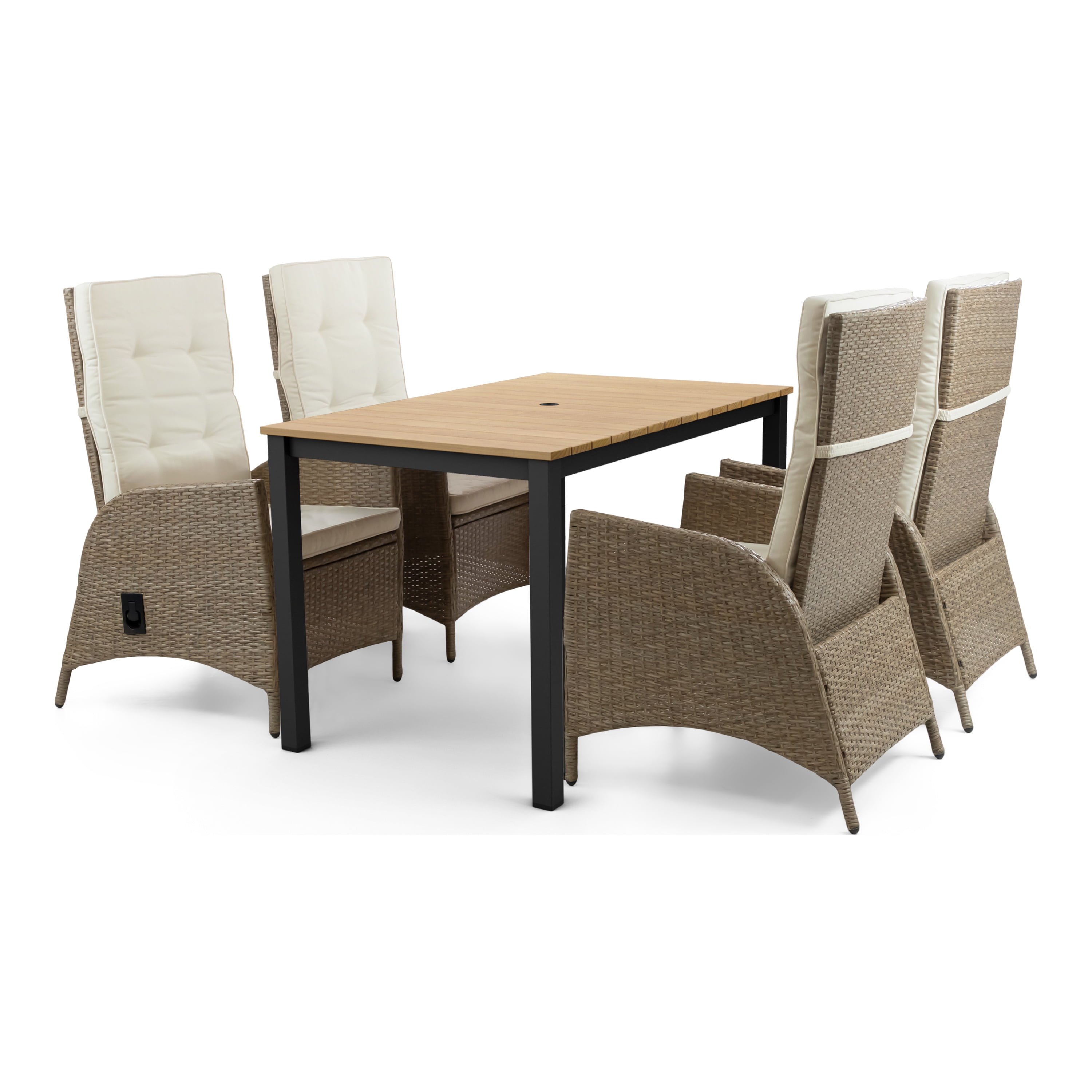 Furniture of America Mack 5-Piece Aluminum Outdoor Bistro Sets, Gun Metal and Brown