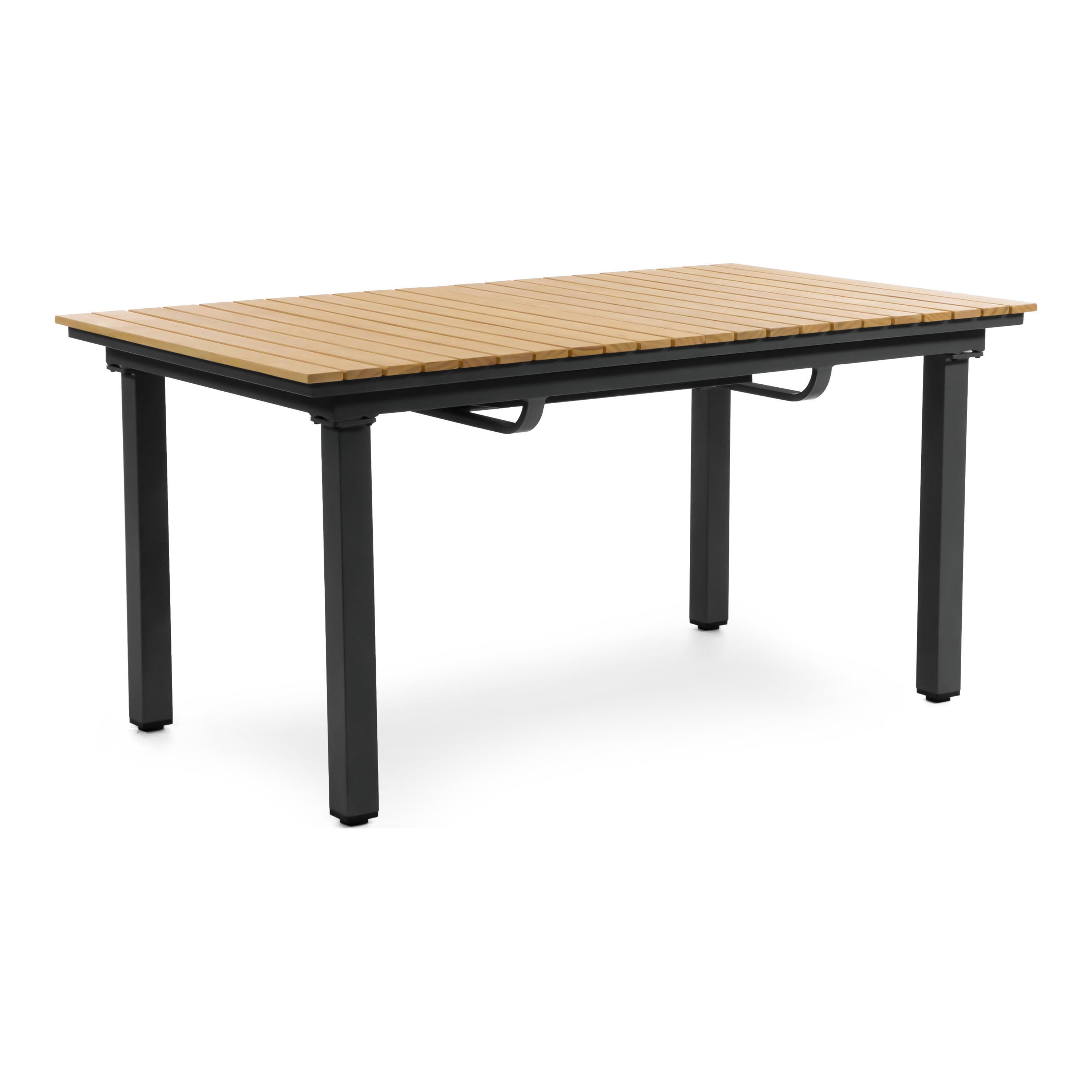 Mack Expandable Teak and Aluminum Outdoor Dining Table, Gun Metal