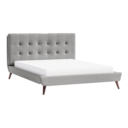 Furniture of America Macki Mid-century Modern Fabric Tufted King Bed in Gray