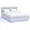 thumbnail image 1 of Furniture of America Malva Solid Wood Queen Bed with LED Light in White, 1 of 6