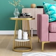 thumbnail image 1 of Furniture of America Mandy 1-Shelf Metal White and Gold End Table, 1 of 10