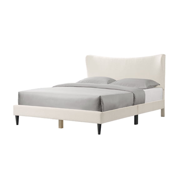 Furniture of America Mani Modern Boucle Fabric Platform Bed, Queen, White