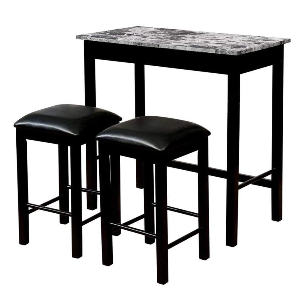 Furniture of America Mantsen Wood 3-Piece Counter Height Table Set in Black