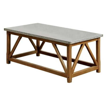 Furniture of America Marqueze Industrial Wood Coffee Table in Natural Tone