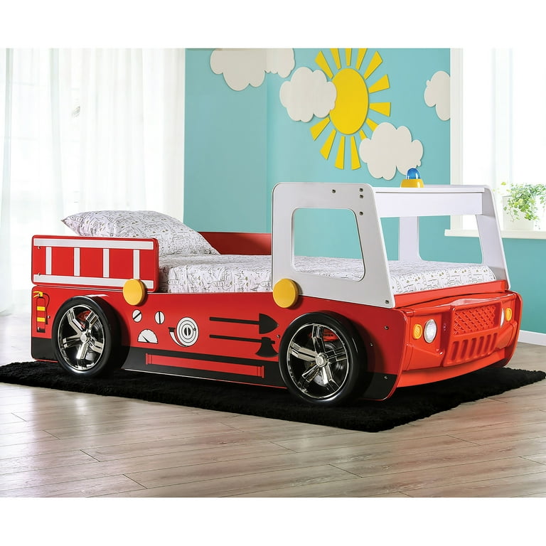 Furniture of America Marshal Kids Wood Twin Fire Truck Bed