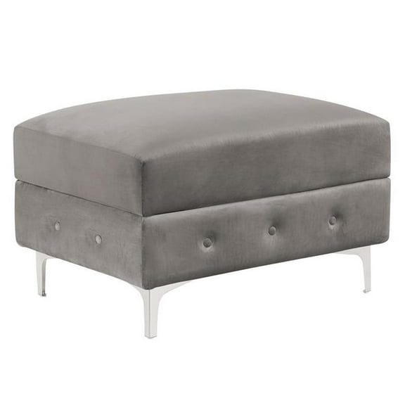 Furniture of America Marti Transitional Fabric Tufted Ottoman in Gray