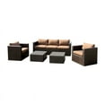 thumbnail image 1 of Furniture of America Marvin 5-Piece Faux Rattan Patio Sofa Set in Brown, 1 of 10