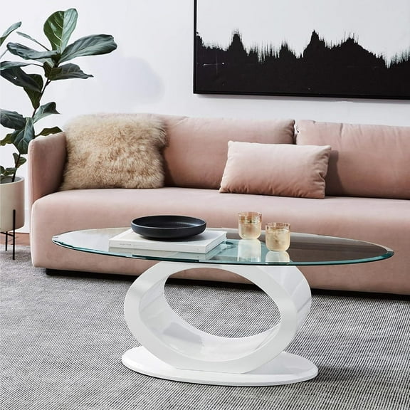 Furniture of America Mason Contemporary Wood Oval Coffee Table in White