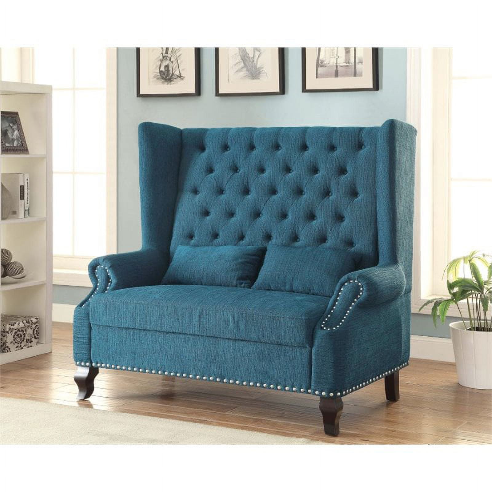 Furniture of America Mathis Solid Wood Tufted Loveseat Bench in Dark