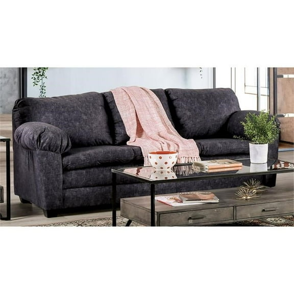 Furniture of America Matlo Contemporary Fabric Upholstered Sofa in Charcoal